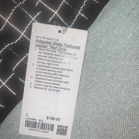 Lululemon NWT Adapted State Textured Jacket Reflective Grid L Black - Picture 3 of 9